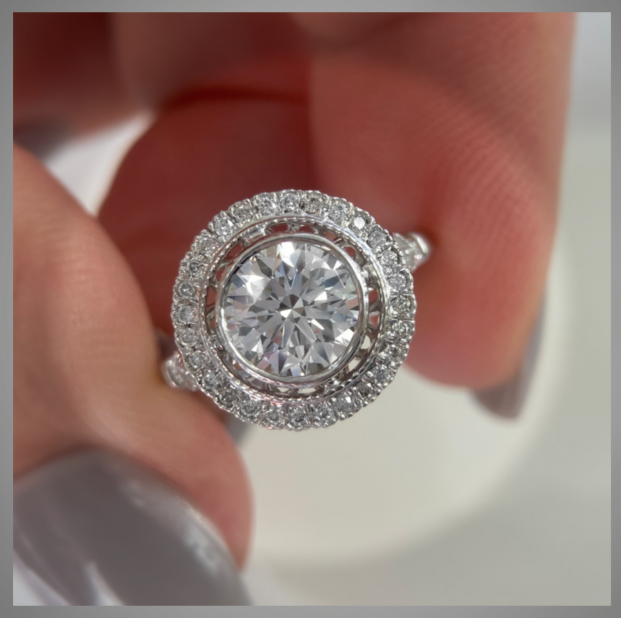 2.01 Ct Edwardian Style White Gold Engagement Ring - On Sale!