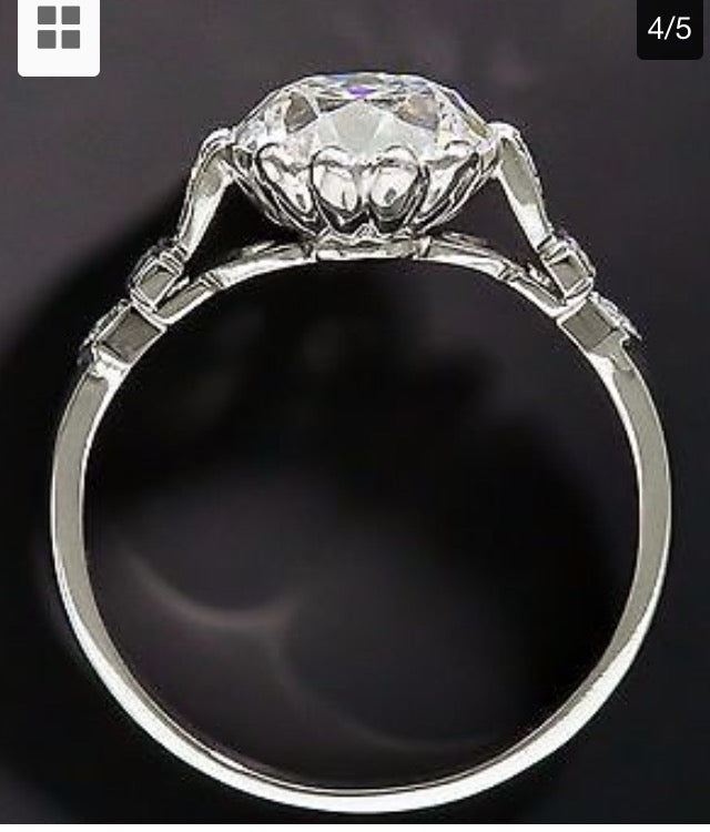 1.45 Ct Edwardian Antique/Style  Diamond Engagement Ring Platinum SI1 F