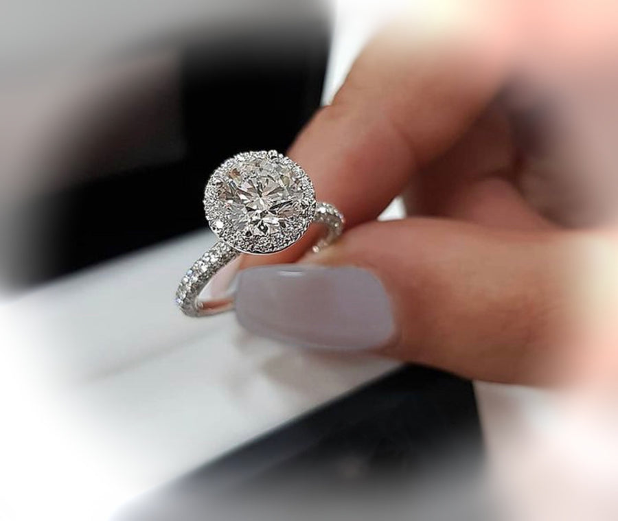 1.15 Ct Brilliant Cut Round Halo Diamond Engagement Ring