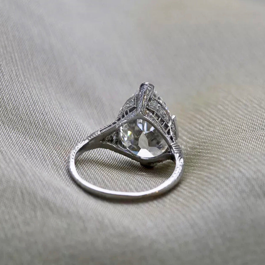 2.70 Ct. Antique Pear Cut Edwardian Style Diamond Engagement Ring VS2 G