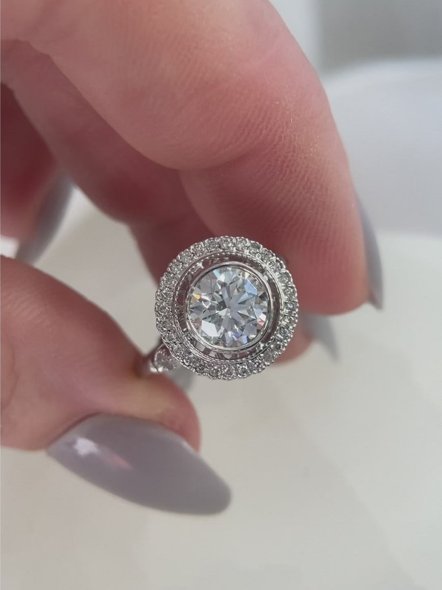 2.01 Ct Edwardian Style White Gold Engagement Ring - On Sale!