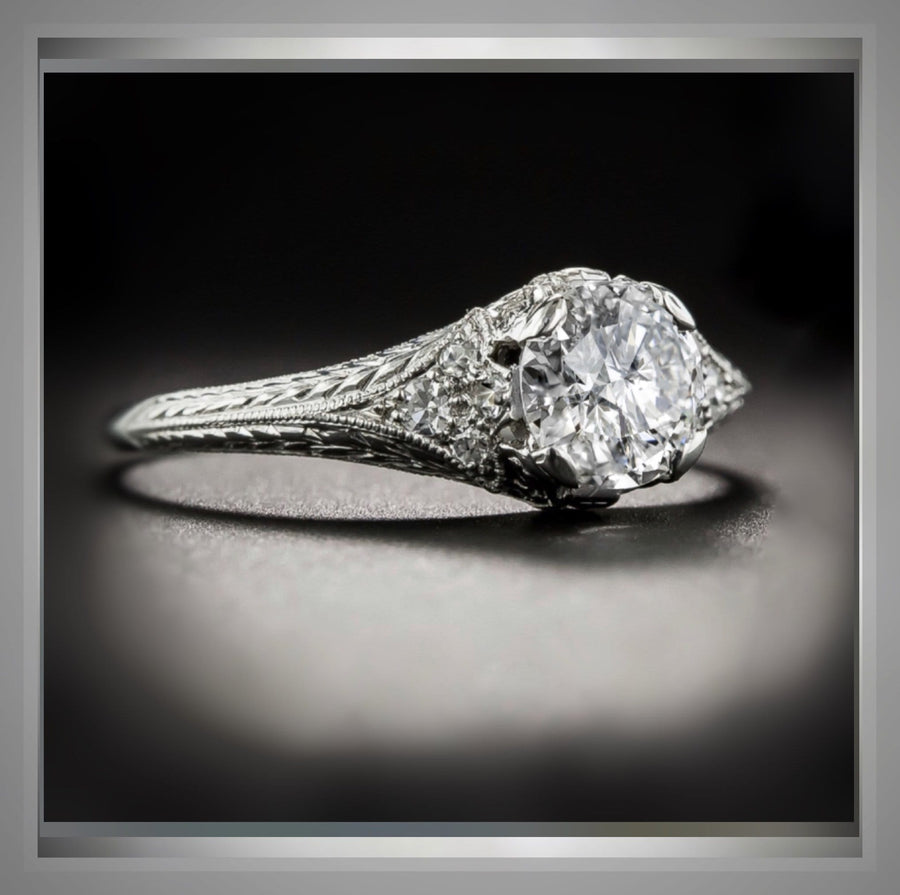 1.27 Carat Art Deco Antique Style  Diamond Engagement Ring VS2