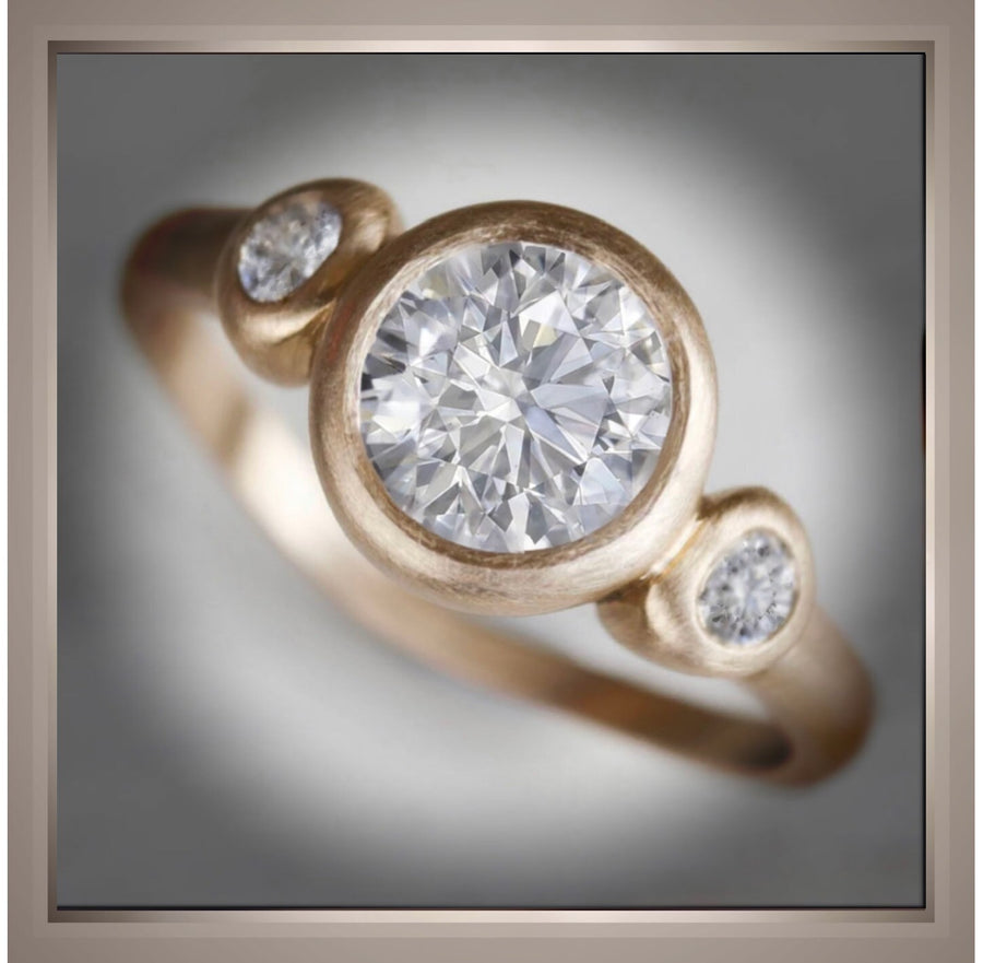 1.48 Ct Brilliant Cut Round Diamond Bezel Set Antique Style Ring VS2