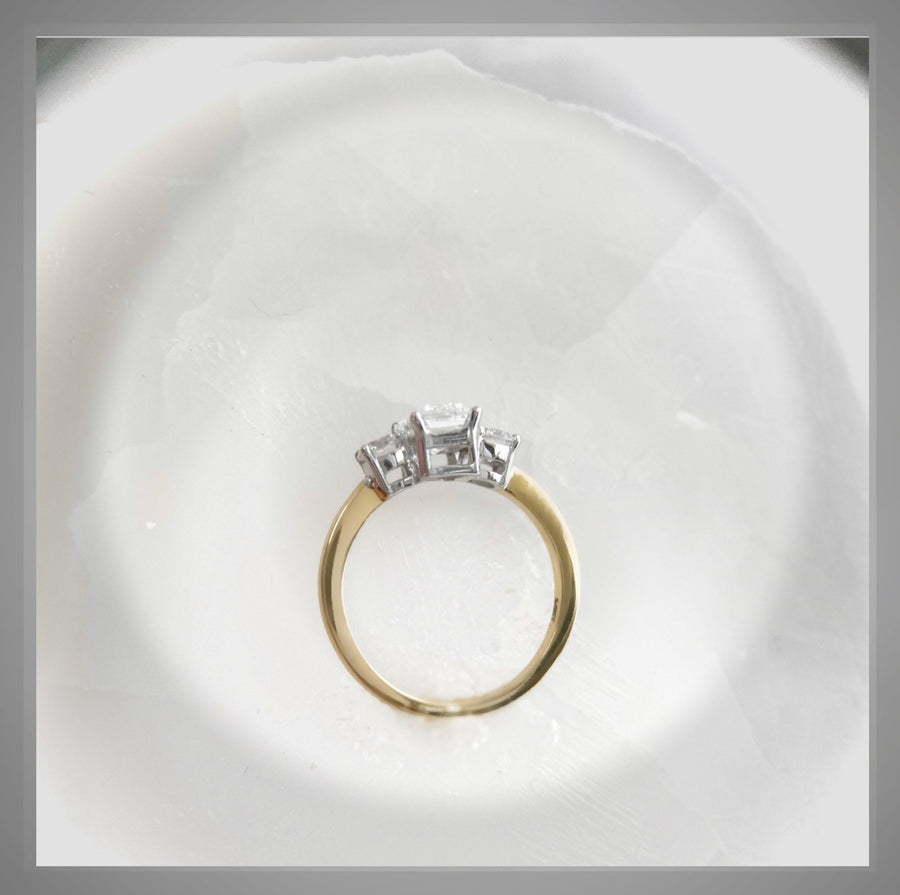 1.09 Carat Ct Emerald Cut Diamond Ring W/ Rounds  VS1-2