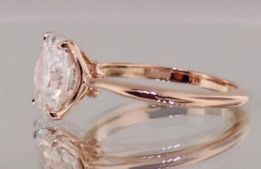1.05 Ct VS2 FG Oval Cut Diamond Solitaire Engagement Ring14K ROSE GOLD