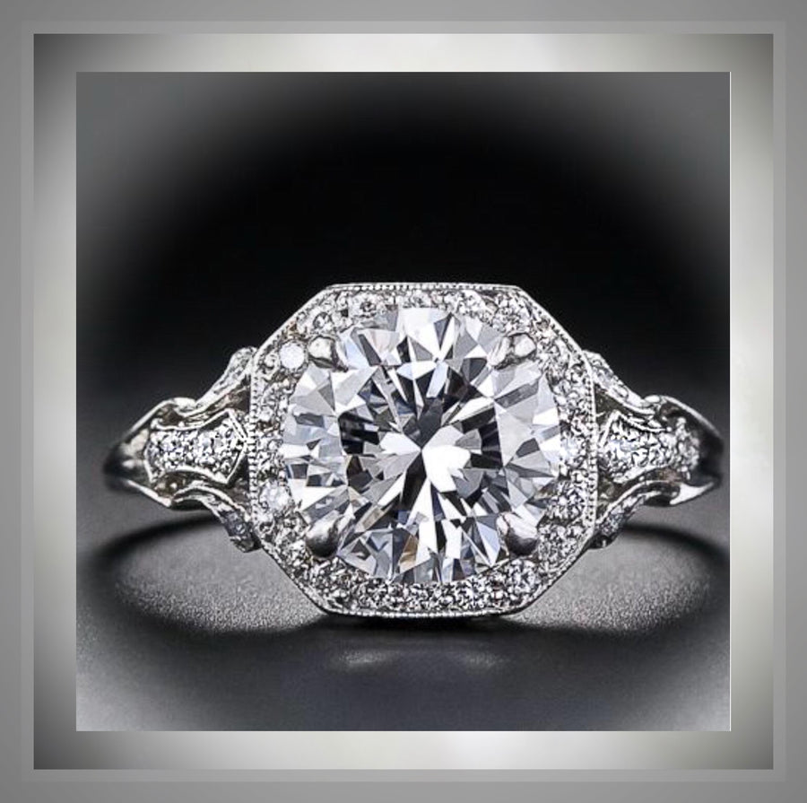2.67 Ct. Edwardian Style Platinum Engagement Ring VS2