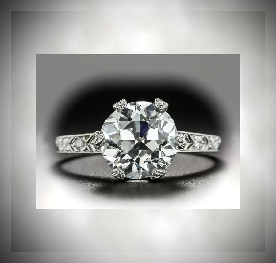 2.82 Ct. Tiffany & Co Vintage Style Platinum Engagement Ring with 2.70 Ct center
