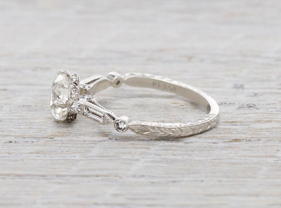 1.75 Carat Edwardian Antique Style Platinum Diamond Engagement Ring