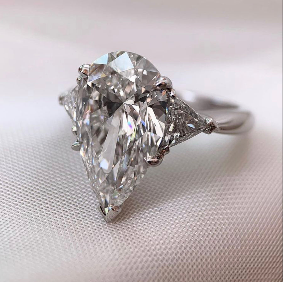 3.20 Ct. Brilliant Cut Pear Diamond Solitaire Engagement Ring Platinum