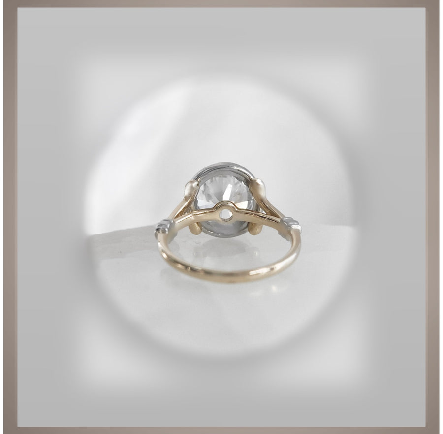 2.05 Ct Round Bezel Set Diamond Engagement Ring 14K & Platinum VS2