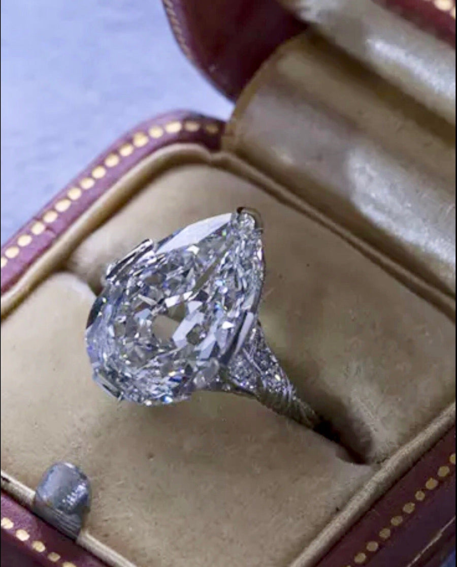 3.50 Ct. Antique Pear Cut Edwardian Style Diamond Engagement Ring VS2 G
