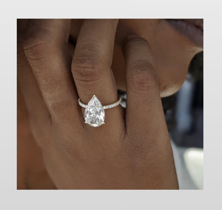 4.01 Carat Pear cut Custom Diamond Solitaire Ring