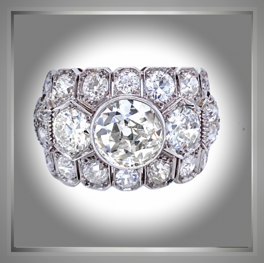 7 Carat Art Deco Style Diamond Ring