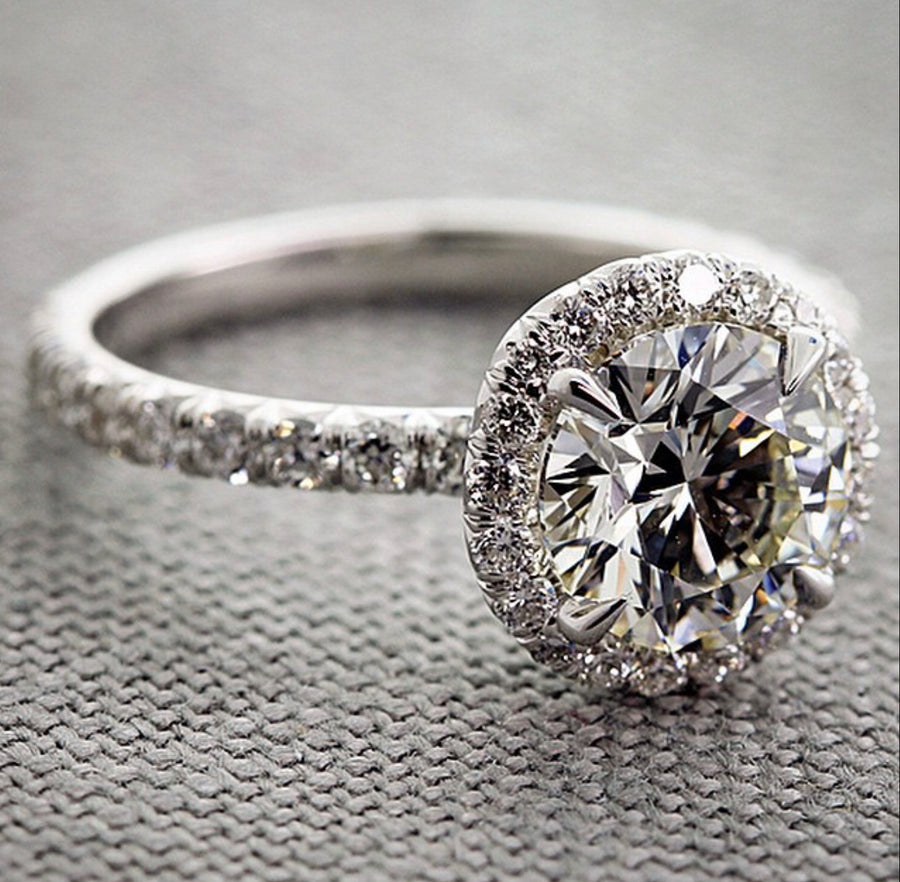 2.05 Ct Brilliant Cut Round Halo Diamond Engagement Ring