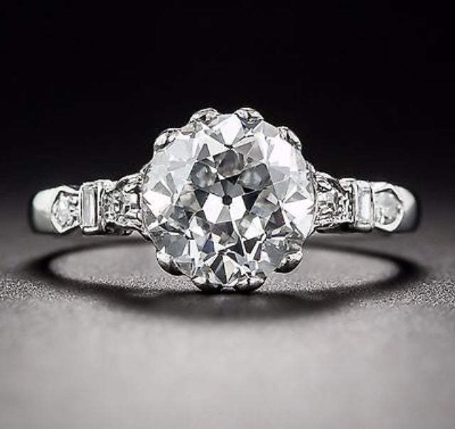 1.45 Ct Edwardian Antique/Style  Diamond Engagement Ring Platinum SI1 F