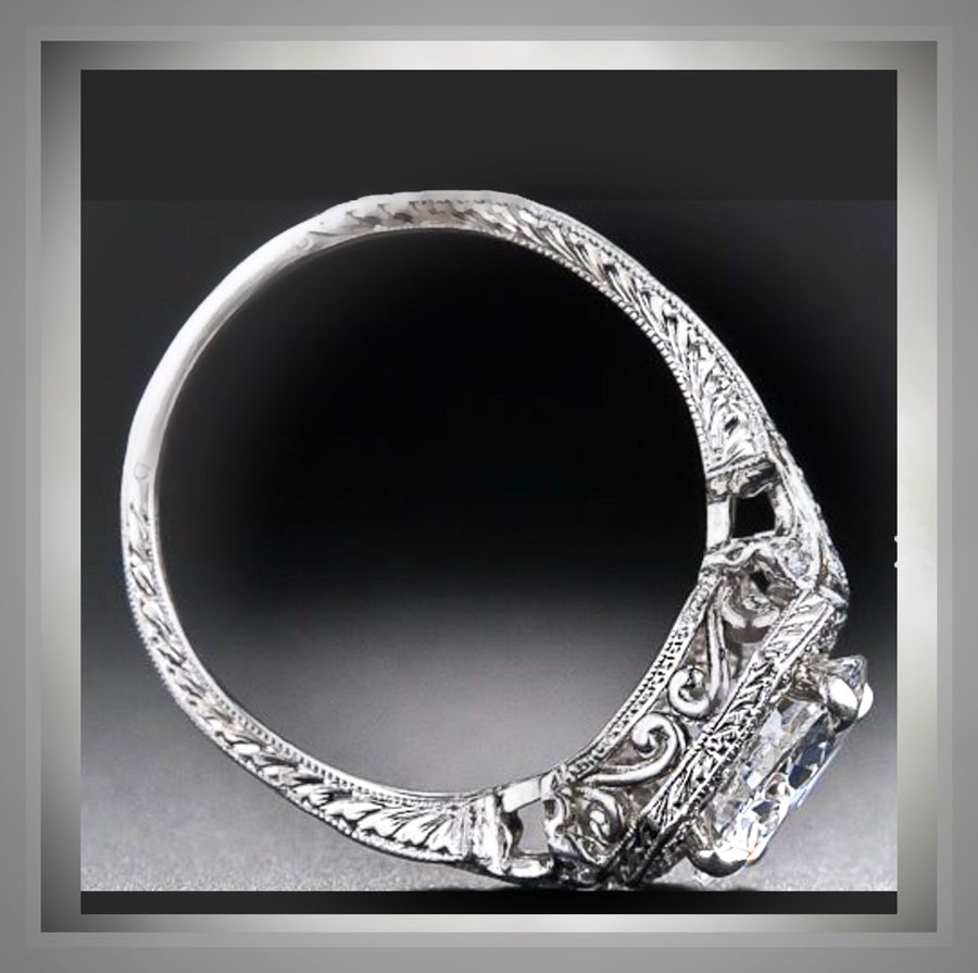 2.67 Ct. Edwardian Style Platinum Engagement Ring VS2