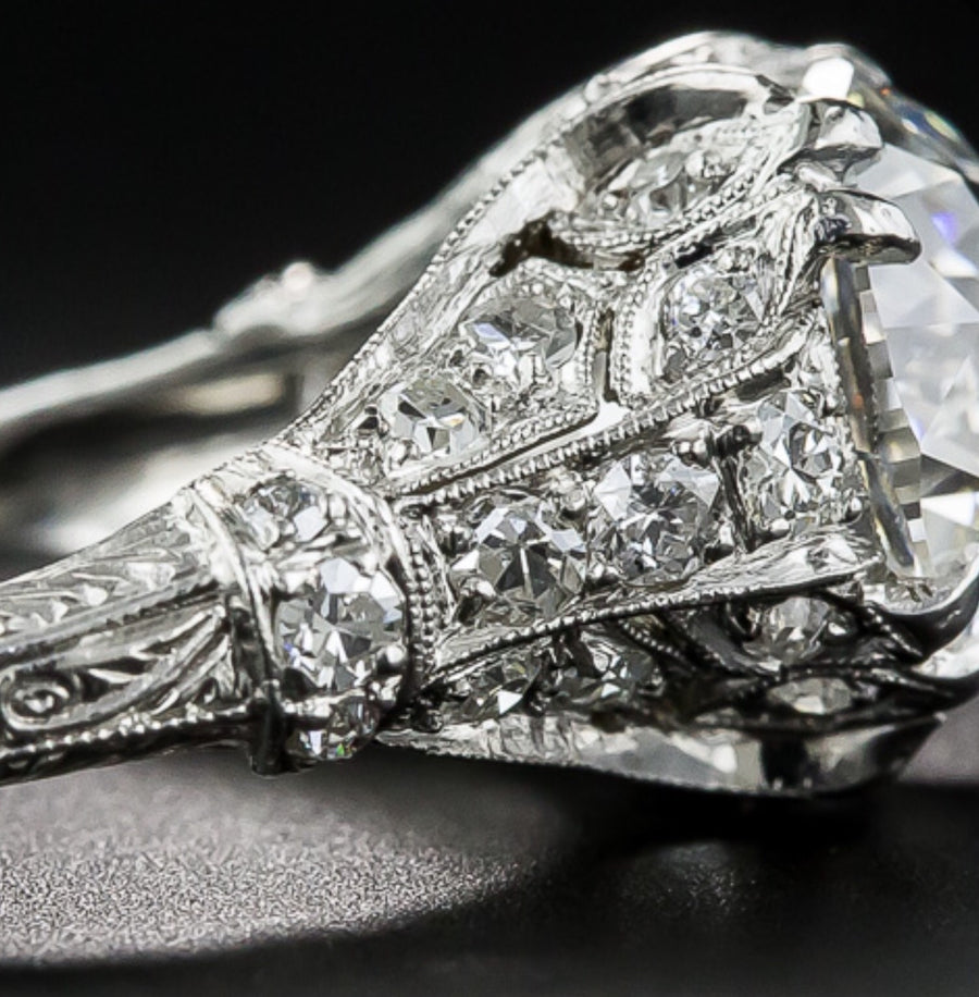 Antique platinum diamond engagement ring Clearance