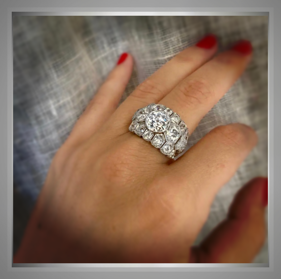7 Carat Art Deco Style Diamond Ring