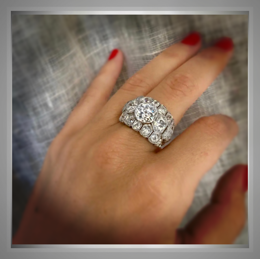 7 Carat Art Deco Style Diamond Ring Ashton Taylor Diamonds