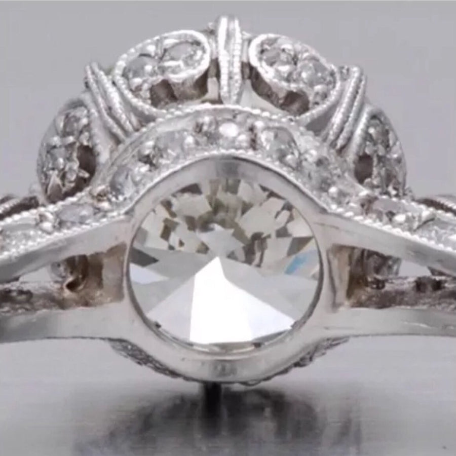 3.45 Ct EDWARDIAN Style Platinum Engagement Ring
