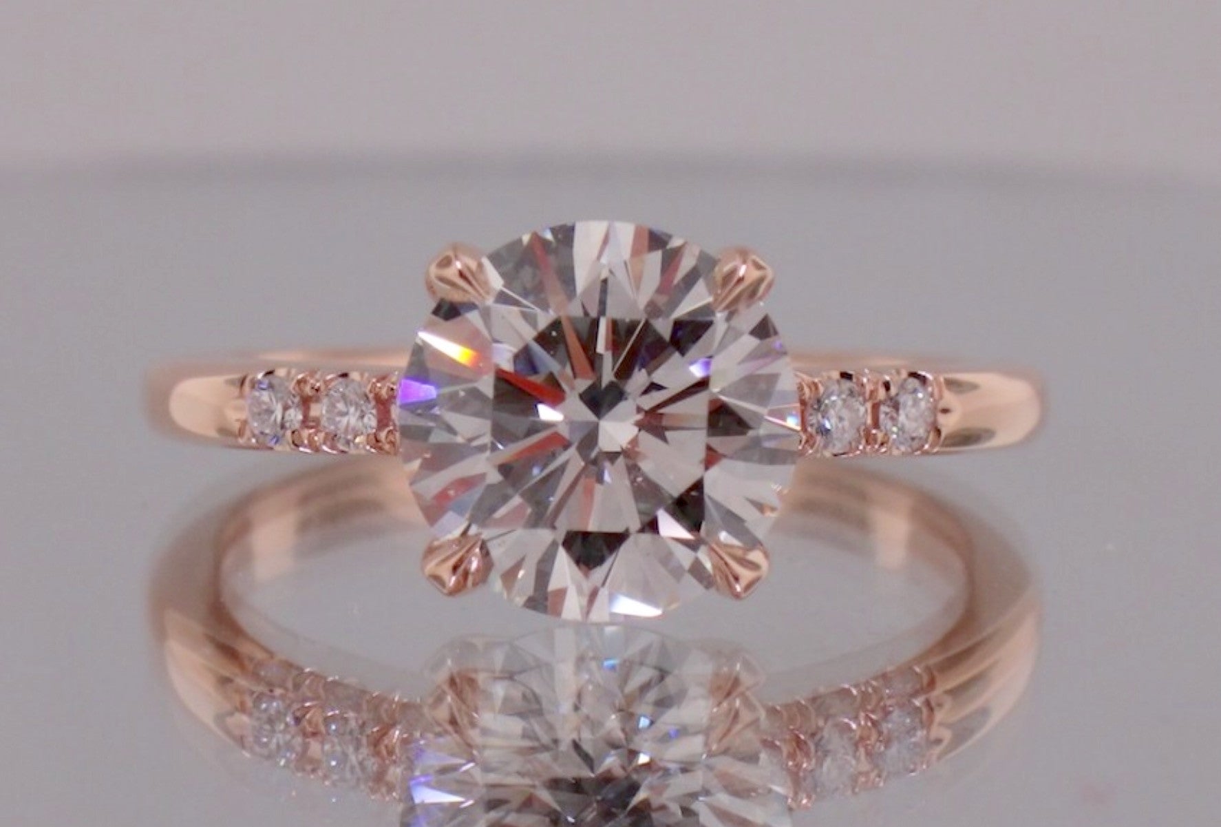 2.20 Ct 14K ROSE GOLD VS2 F Brilliant Cut Round  Diamond Engagement Ring