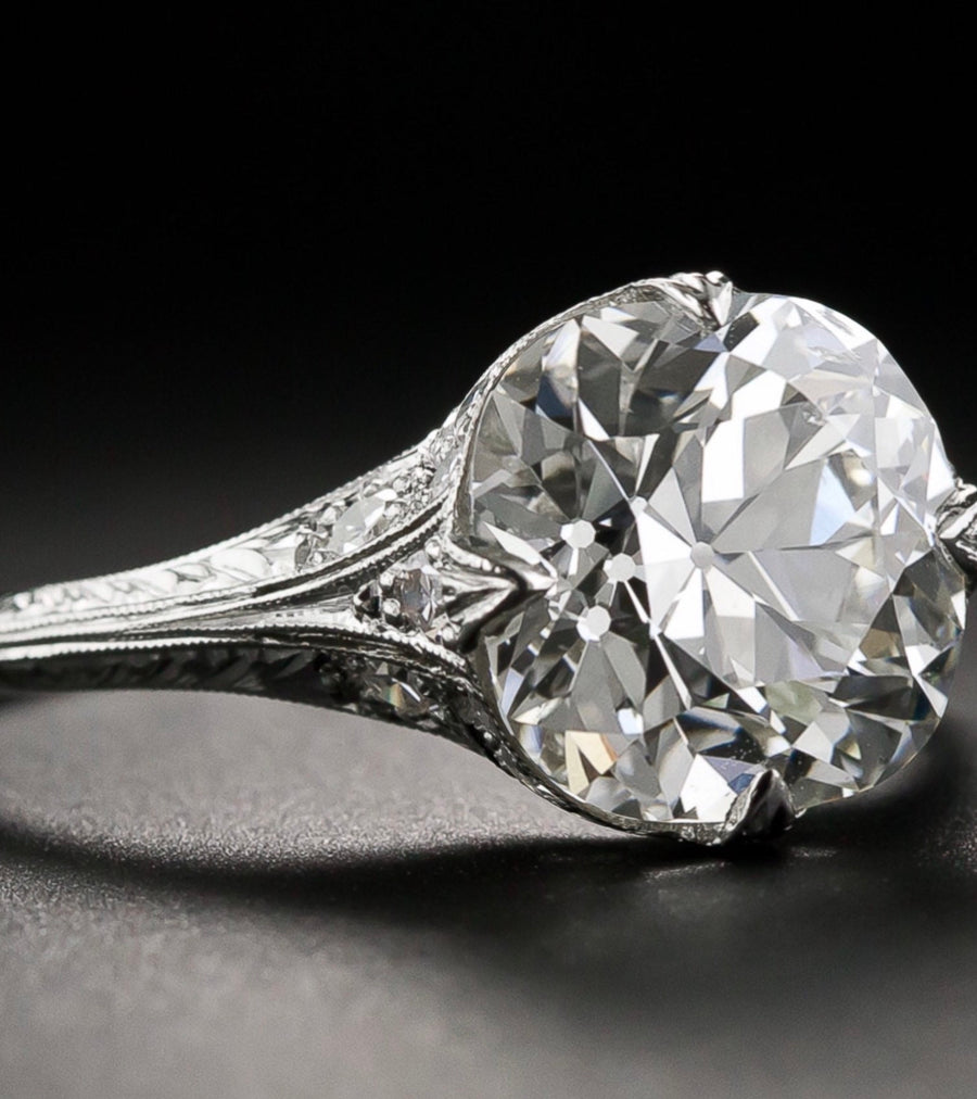 2.22 Ct. Edwardian Style Old Mine Cut , Antique Cushion Cut Diamond Engagement Ring VS2