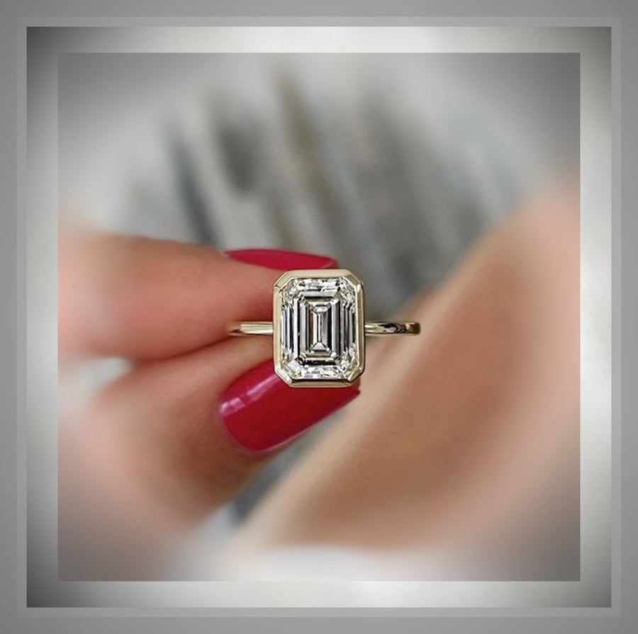 On Sale*** 2.51 Ct Emerald Cut Diamond Bezel Set Solitaire Engagement Ring VS1 D  *IGI Certified