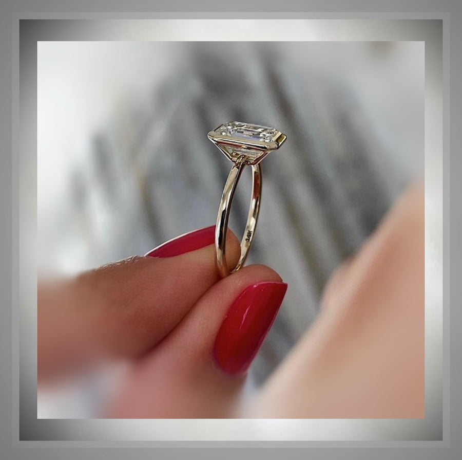 On Sale*** 2.51 Ct Emerald Cut Diamond Bezel Set Solitaire Engagement Ring VS1 D  *IGI Certified