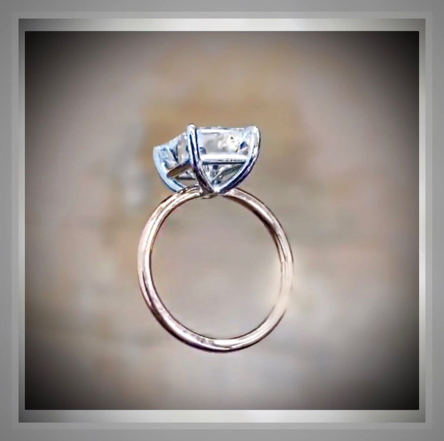 3.10 Ct Cushion Cut Diamond Solitaire Engagement Ring  VS2 14K & Platinum