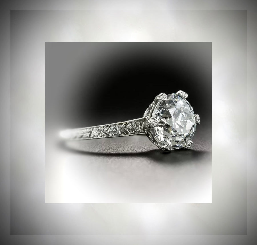 Quick Ship**Tiffany & Co. Circa 1920 Platinum Recreation Engagement Ring set with a 2.04 Ct European Cut Round Diamond VS2