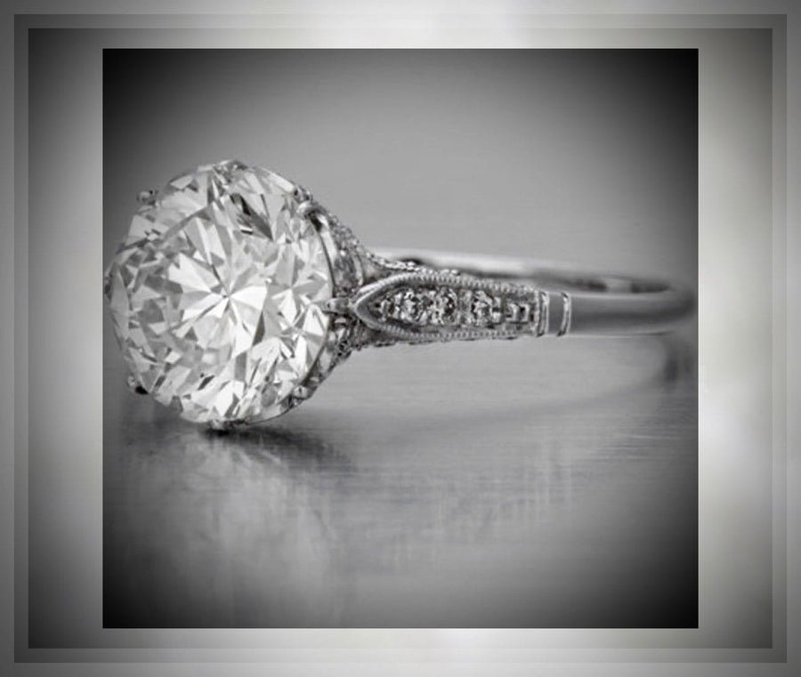 On Sale** 2.30 Carat Edwardian Antique Style Platinum Diamond Engagement Ring VS2