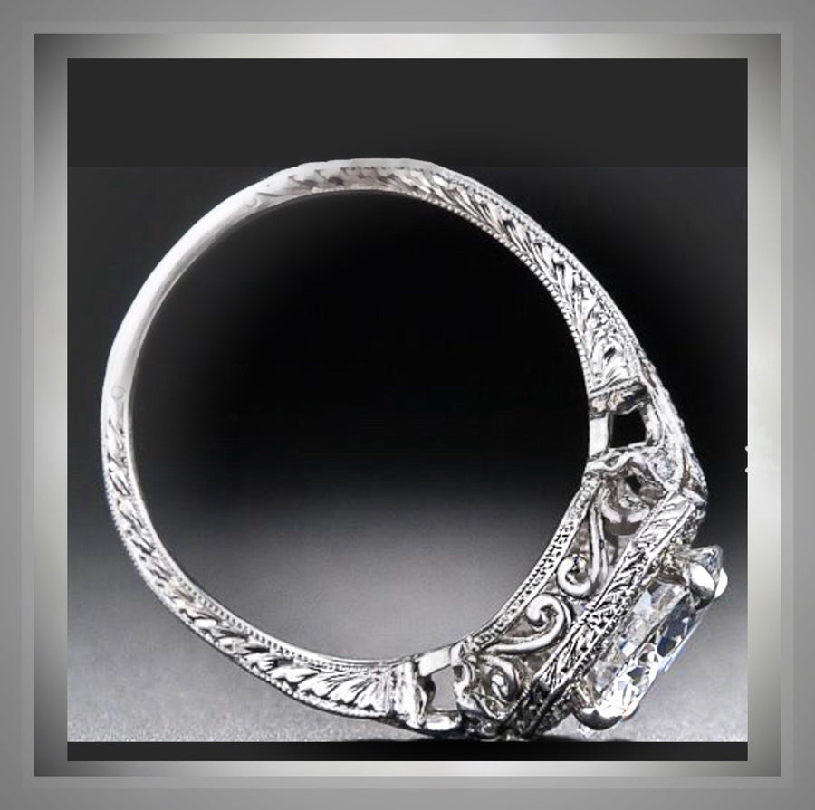 2.67 Carat Edwardian Antique Style Platinum Diamond Engagement Ring VS2