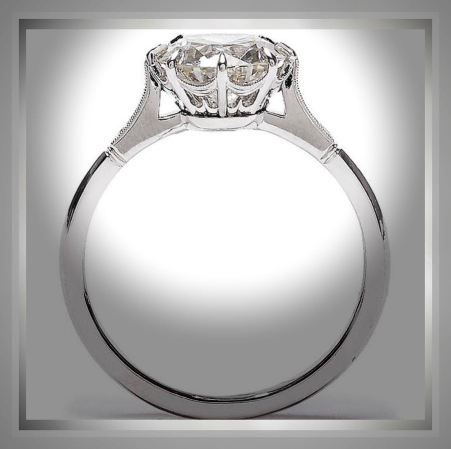 2.11 Carat European cut or Brilliant cut Diamond Antique Style  Engagement Ring VS2