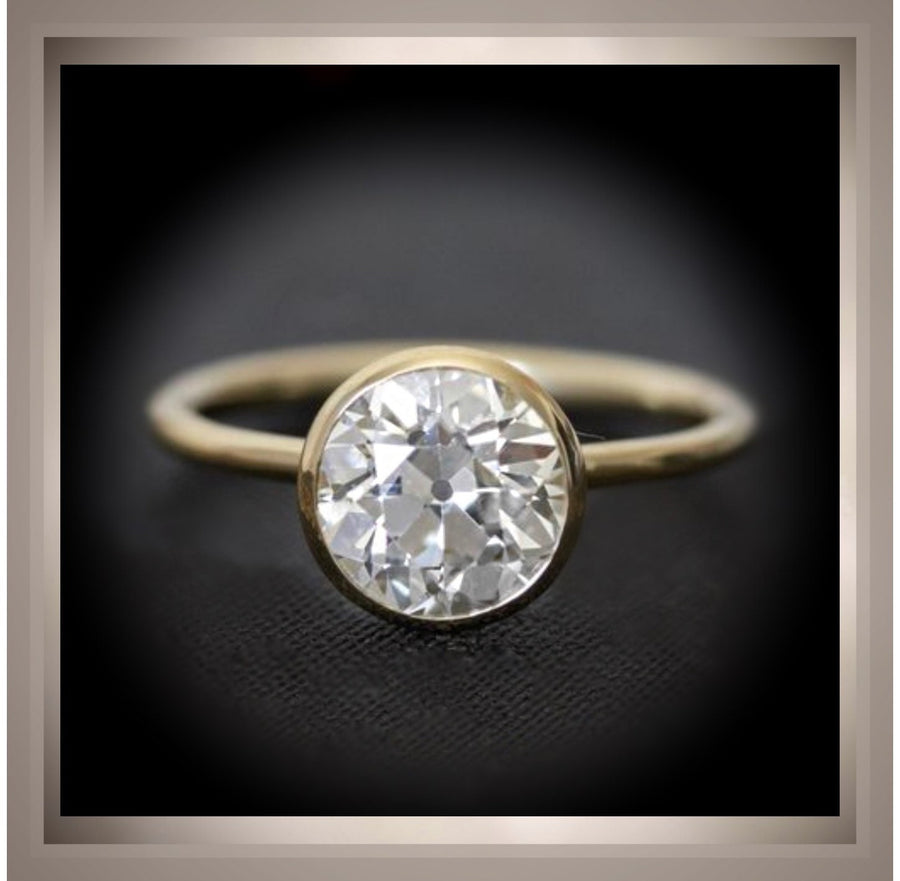 2.05 Ct. Bezel Set Round Diamond Engagement Ring VS2 14KYG