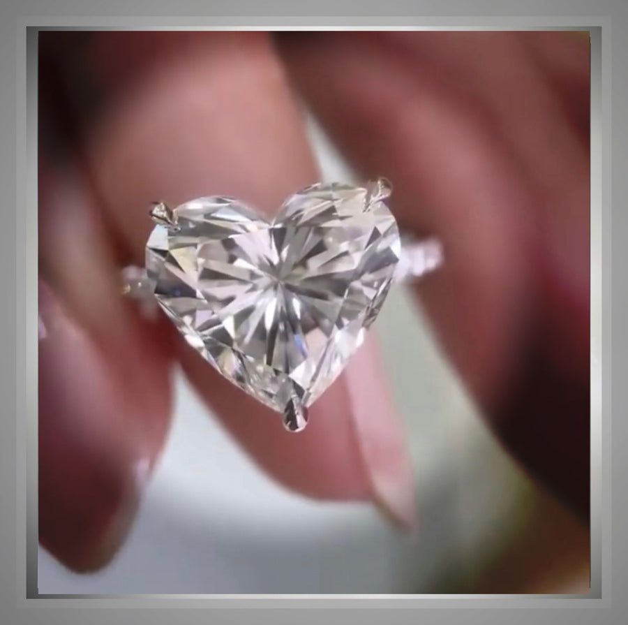 3.60 Carat Heart Cut  Diamond Solitaire Engagement Ring