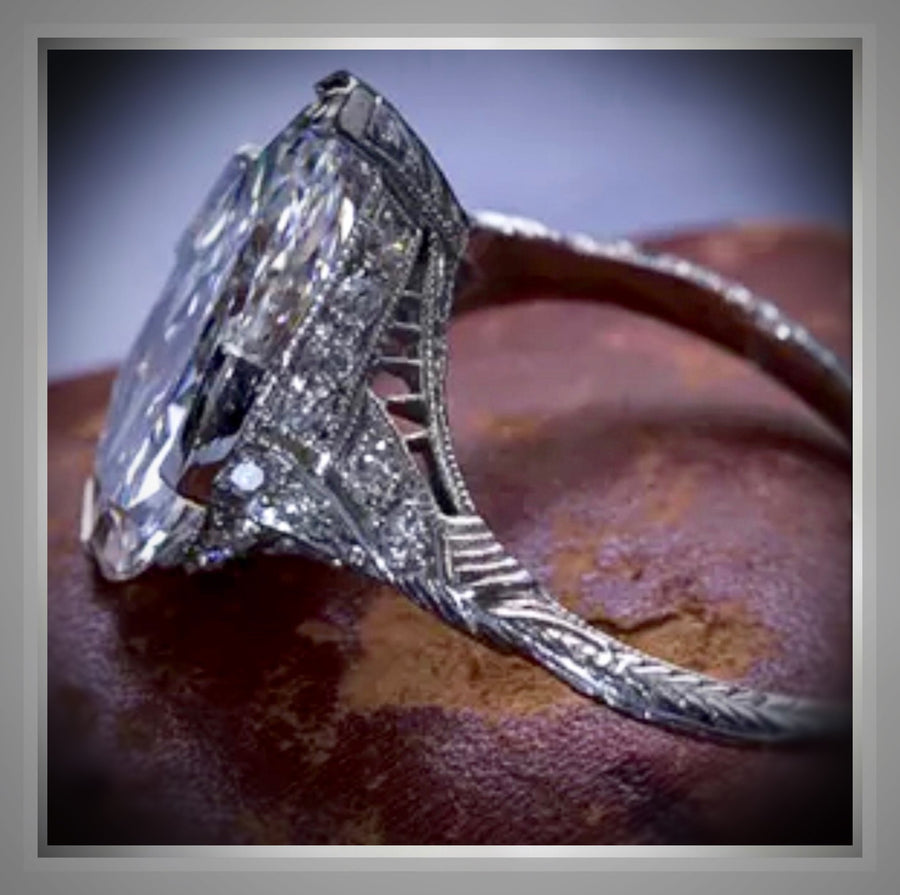 On Sale***3.50 Ct Pear cut Diamond Edwardian Style Engagement Ring VS2 Platinum