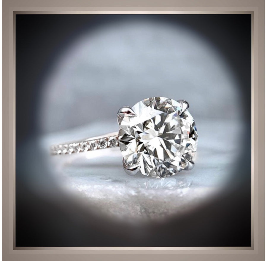 3.55 Carat Brilliant Cut Round Diamond Solitaire Engagement Ring
