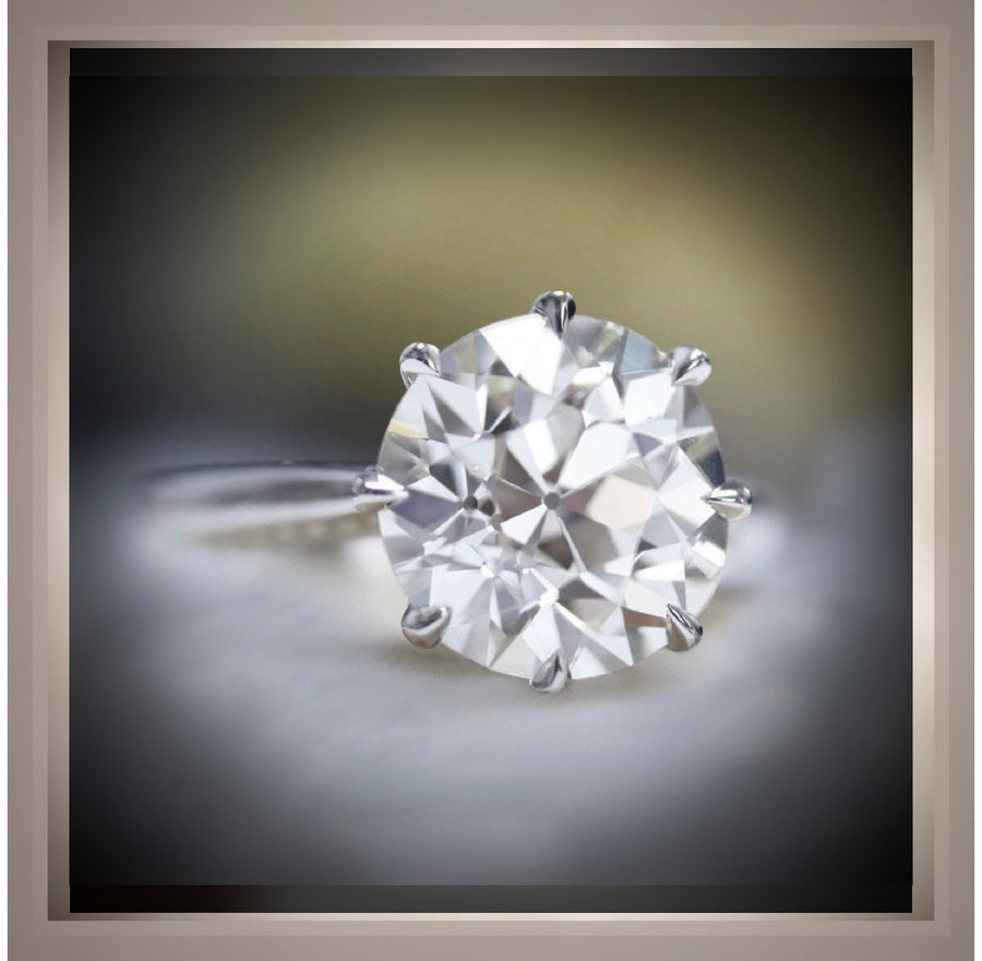 3.10 Carat European cut Diamond Antique Style  Engagement Ring VS2