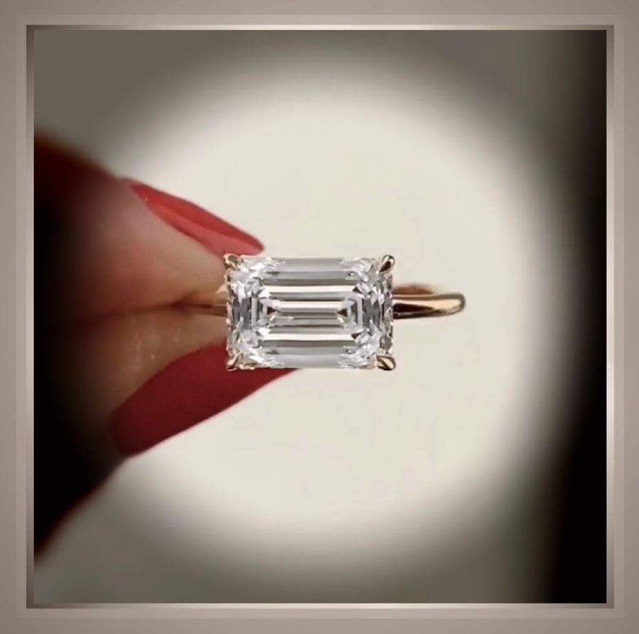 Superior Quality ~*Low Price 2.02 Ct Emerald Cut Diamond EAST WEST Solitaire  VS1 E