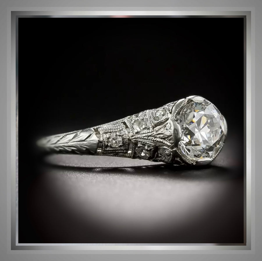 1.39 Ct. Edwardian Style Euro Diamond Engagement Ring VS2