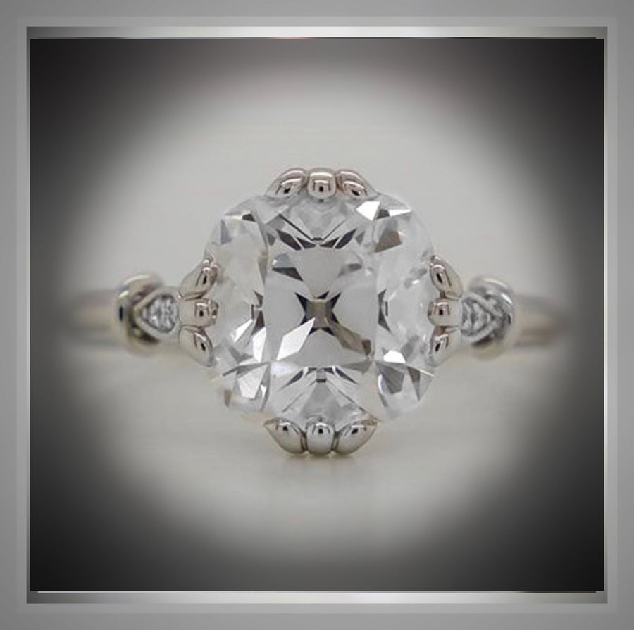 2.17 Ct Old Mine /Antique Cushion Cut Diamond Engagement Ring - Platinum