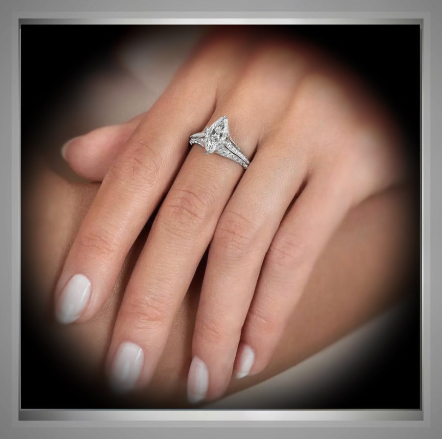 1.63 Ct Edwardian Antique Style  Marquise Diamond Engagement Ring VS2