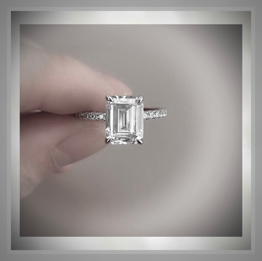 2.57 Ct Emerald Cut Diamond Solitaire  VS1  E