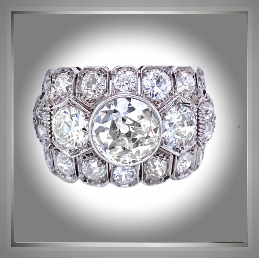 7 Carat Art Deco Inspired Platinum Ring - Circa 1920- 1930