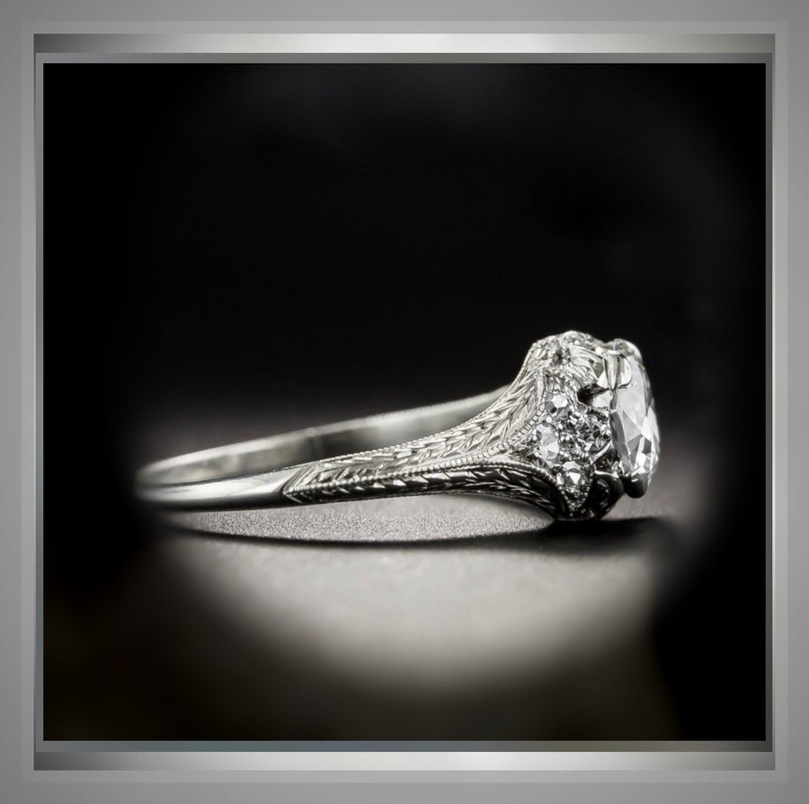 1.27 Carat Art Deco Antique Style  Diamond Engagement Ring VS2
