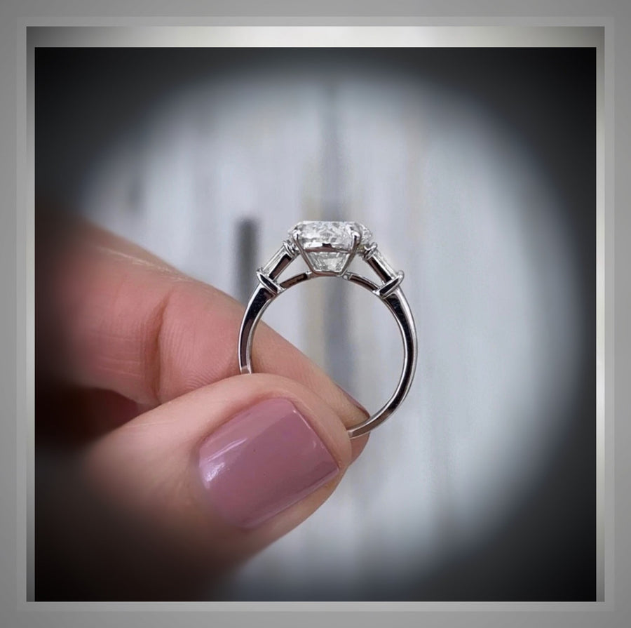 4.01 Ct  Brilliant Cut Oval  Diamond Ring W/ Baguettes  VVS2