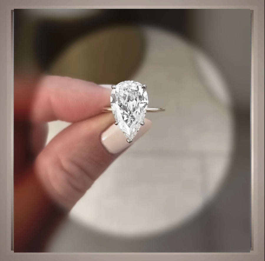 3.00 Ct  Brilliant Cut Pear Diamond Solitaire Engagement Ring VS1
