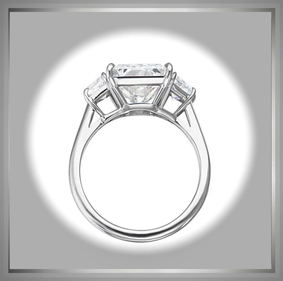 6.20 Ct Radiant Cut Diamond Engagement Ring with Trapezoids**SAVE 14,970