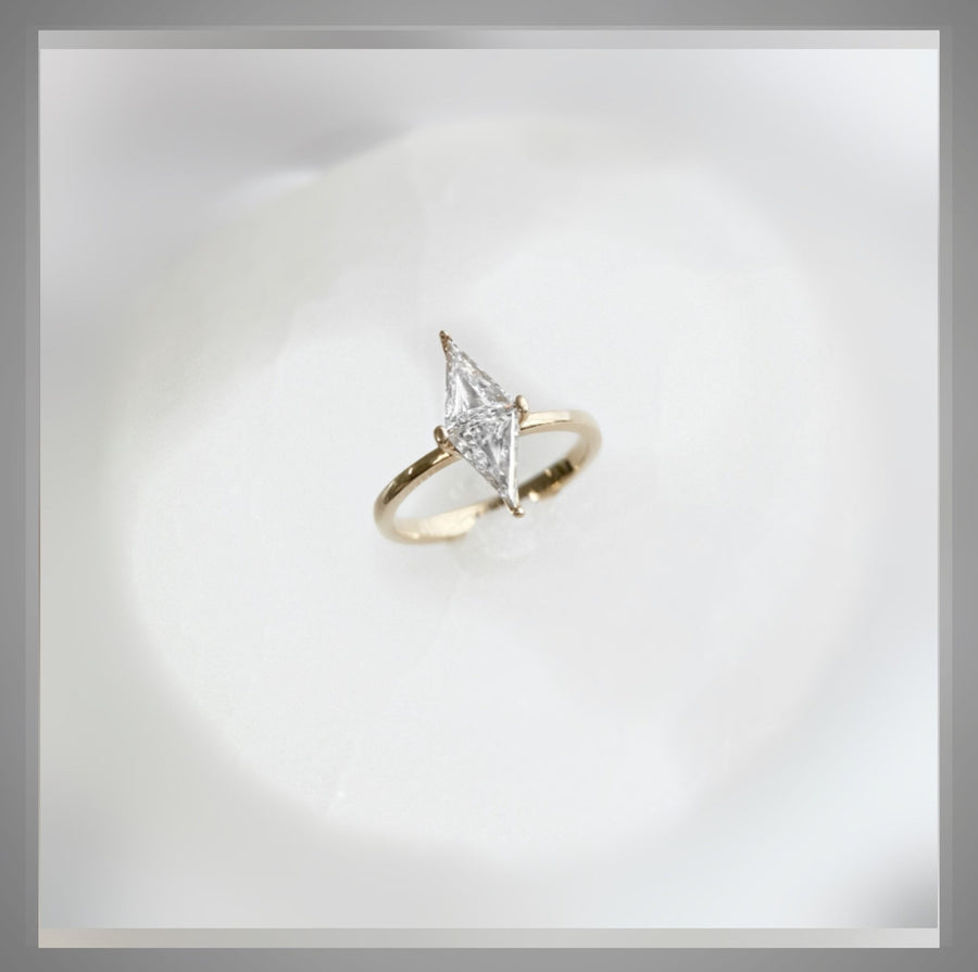 Quick Ship***1.08 Ct Rhombus Diamond Solitaire Engagement or Right Hand Ring VS1  14K