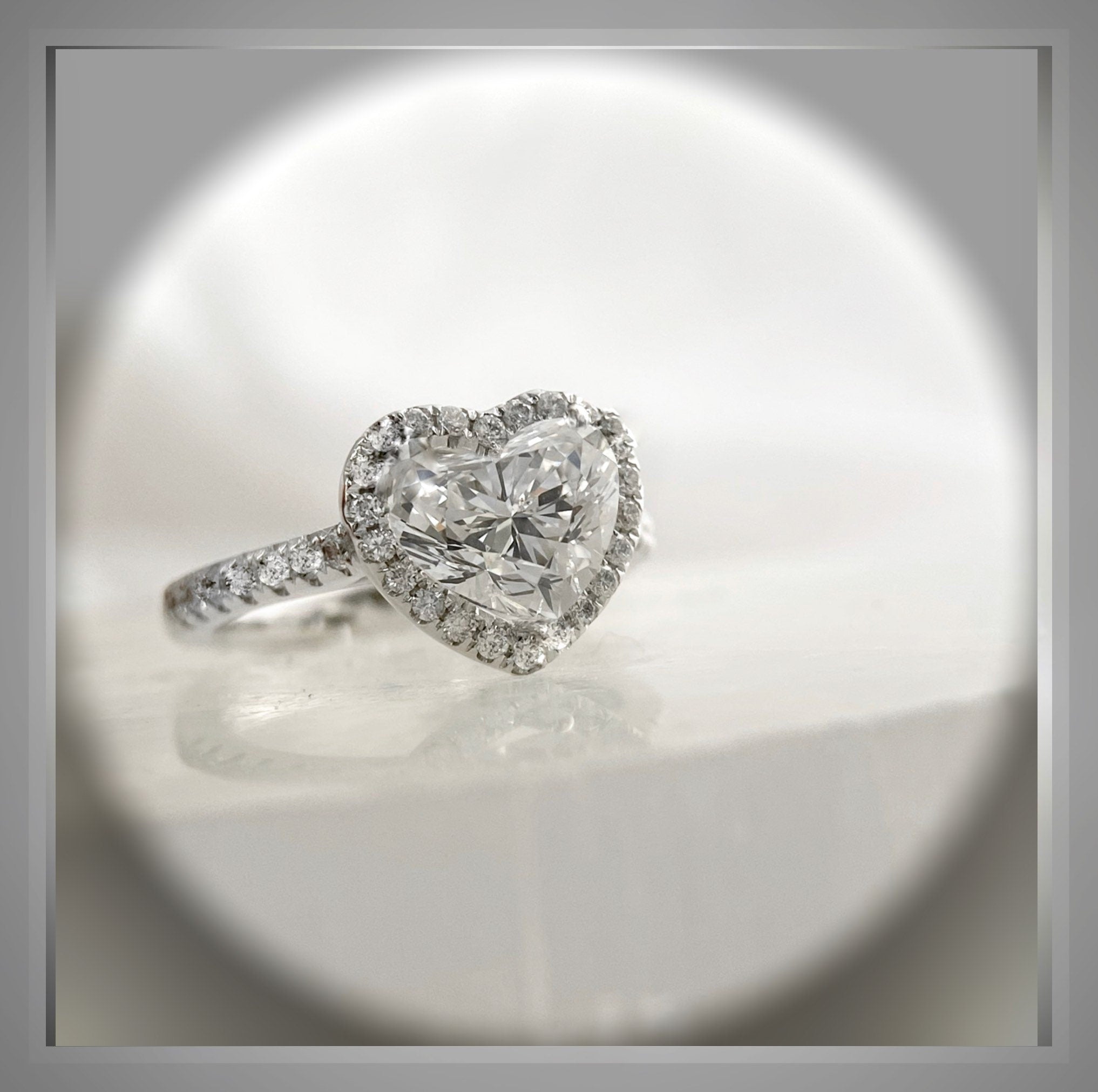 2.20 Carat Heart Cut  Diamond Halo Engagement Ring VS1 E